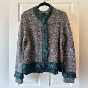 J. Crew Collection sweater lady jacket with tartan trim